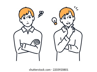 Vector illustration material of a man who solved his troubles