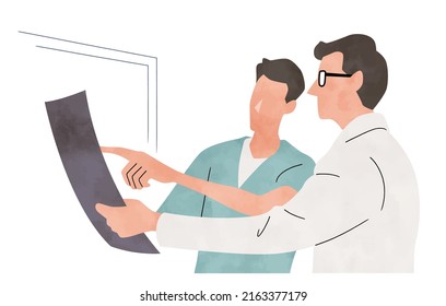 Vector illustration material: Medical staff consulting treatment policy