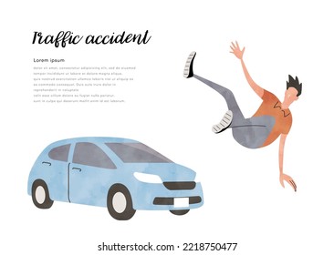 Vector illustration material: Men in contact with cars