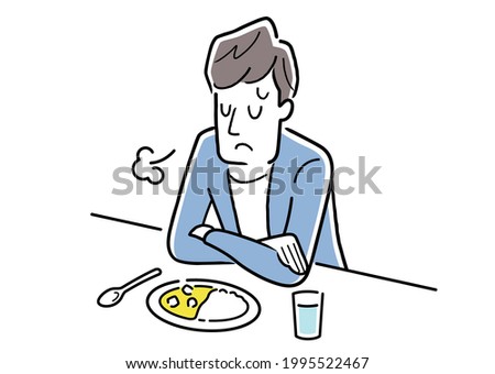 Vector Illustration Material: Men with no appetite