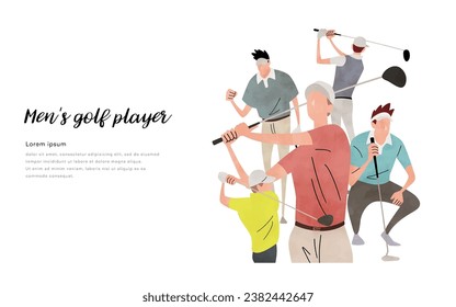 Vector illustration material: men playing golf