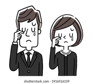 Vector Illustration Material: Men and Women in Mourning, Crying
