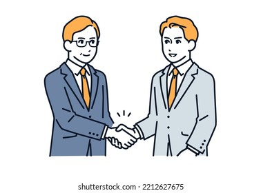 Vector illustration material of a middle man in a suit shaking hands