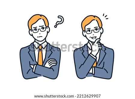 Vector illustration material of a middle-aged businessman who solved his troubles