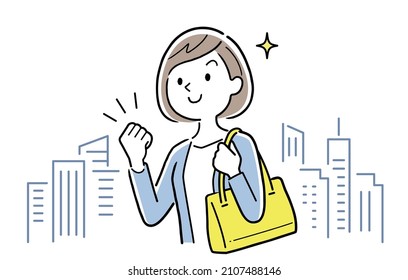 Vector Illustration Material: Motivational Young Female, Business Person