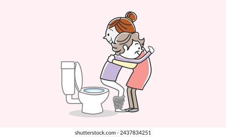 Vector illustration material: Nursing care, work, people caring for the elderly