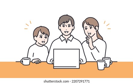 Vector illustration material for online preview with family