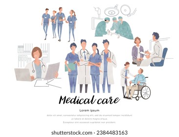 Vector illustration material: People involved in the medical field