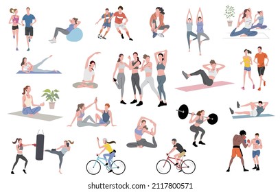 Material de ilustración del vector: Los deportistas y el fitness