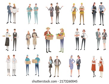 Vector illustration material: People set of various occupations and occupations