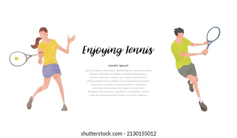 Vector illustration material: People who enjoy tennis, men and women