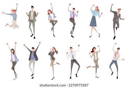 Vector illustration material: people who rejoice, people who rejoice, business person set