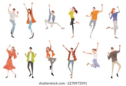 Vector illustration material: people who rejoice, people who rejoice, person set