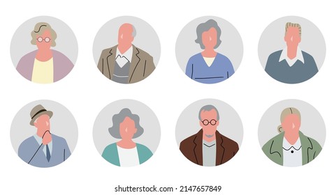 Vector illustration material: person icon set, senior