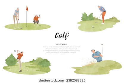 Vector illustration material: play golf, set svg