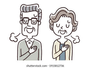 Vector Illustration Material: Reassuring senior men and women, couples