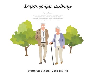 Vector illustration material: senior couple