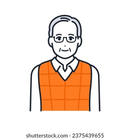 Vector illustration material of senior male simple avatar icon