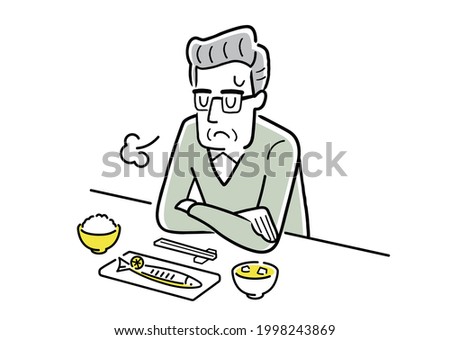 Vector Illustration Material: Senior man with no appetite