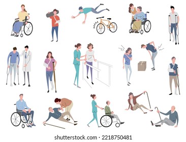 Vector illustration material: set of people who feel injury and pain