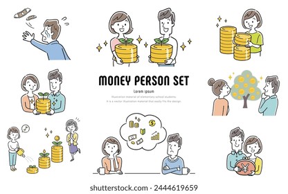 Vector illustration material: Set of people related to asset management and money