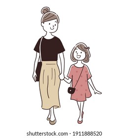 Vector illustration material: Shopping with parents and children