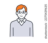 Vector illustration material of simple avatar icon of middle-aged man