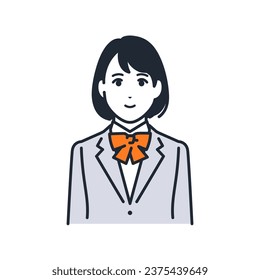 Vector illustration material of simple avatar icon of female student