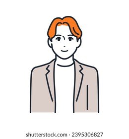 Vector illustration material of a simple avatar icon of a young man wearing a casual suit