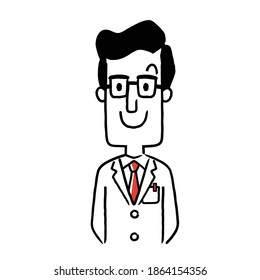 Material de ilustración vectorial: Médico masculino sonriente