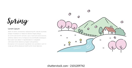 Vector Illustration Material: Spring scenery, scenery