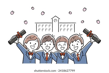 Vector illustration material: students graduating from school