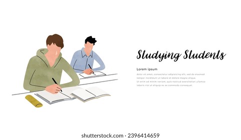 Vector illustration material: students taking classes