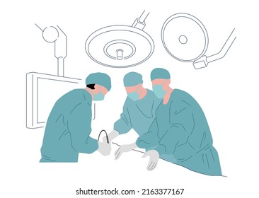 Vector Illustration Material: Surgeon performing surgery