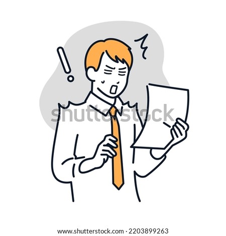 Vector illustration material of a surprised businessman looking at paper