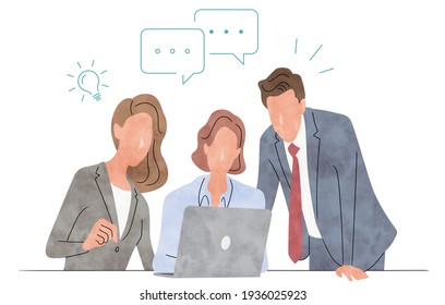 Vector illustration material: Team for meetings, business scene