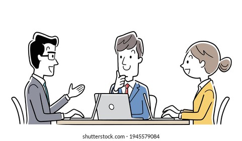Vector illustration material: Team for meetings, business scene