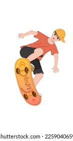Vector illustration material for teenagers playing skateboarding