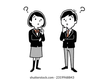 Material de ilustración del vector: estudiantes de pensamiento masculino y femenino