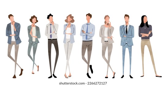 Vector illustration material: thinking people, questioning people, business person set