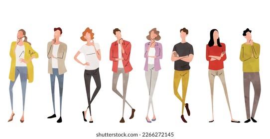 Material de ilustración del vector: gente pensante, gente cuestionante, persona establecida