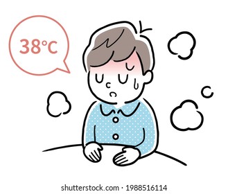 Vector Illustration Material: Unwell Boy, Fever