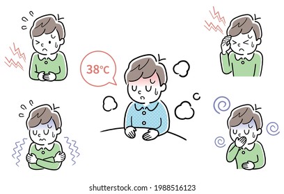 Vector Illustration Material: Unwell Boy, Set