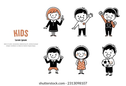 Vector illustration material: various children, person set