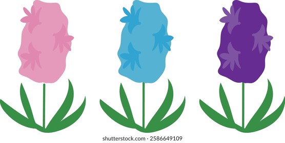 Vector illustration material of various colored hyacinths