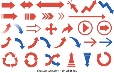 Vector illustration material of various kinds of red and blue arrows