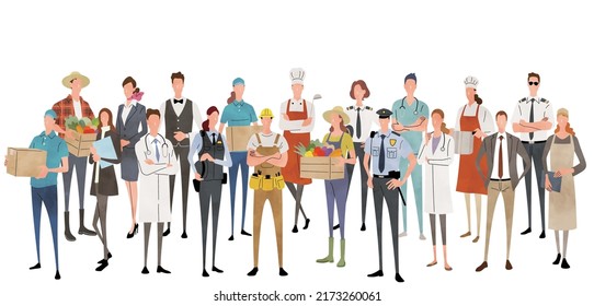 Vector Illustration Material: Various Occupations, Occupations, People, Crowds, People Sets