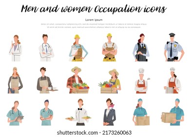 Vector Illustration Material: Various Occupations, Occupations, People, Upper Body, People Set