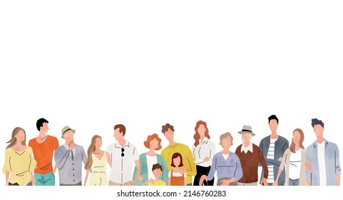 Vector illustration material: Various people, many