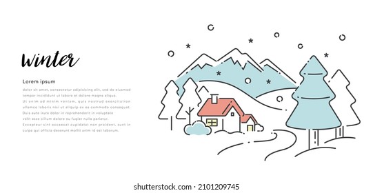 Vector illustration material: winter landscape, landscape